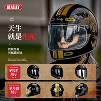 BEASLEY HELMETS比斯力复古头盔全盔摩托车头盔503男女巡航机车玻璃钢头盔夏季 503银河花+镀银镜片 XL码