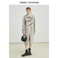 VEGA CHANG牛角扣呢子大衣女冬2025年学院风加厚毛呢大衣 长款（160以上推荐）