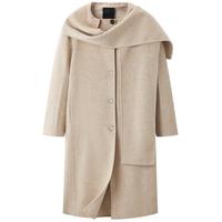 太平鸟冬季RD合作系列围脖式大衣A1AAD4482 浅卡其 M