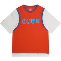 准者运动T恤假两件套撞色CUBA篮球运动比赛训练透气跑篮热身上衣 湖水蓝 L 175