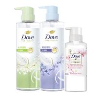 多芬（Dove）无硅油柔顺蓬松氨基酸洗发水470mlx2橙花+蓝风铃 送护发素270ml