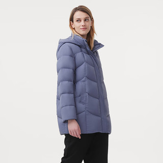 坦博尔2025冬季休闲百搭可脱卸帽羽绒服女加厚短款装新年红560D 颜锡蓝 5XL