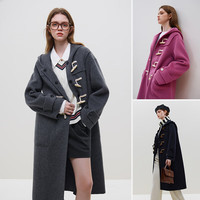 范思蓝恩23FS14178学院感减龄牛角扣双面羊毛大衣冬毛呢外套 花灰色 M