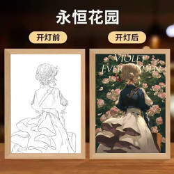 龙觇 紫罗兰永恒花园灯光画薇尔莉特周边发光装饰氛围灯摆台礼物小夜灯 薇尔莉特1 小号充电款23cm*17cm