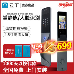 云丁 智能门锁3D人脸密码锁家用入户门指纹锁掌静脉电子门锁包上门安装 人脸+掌脉