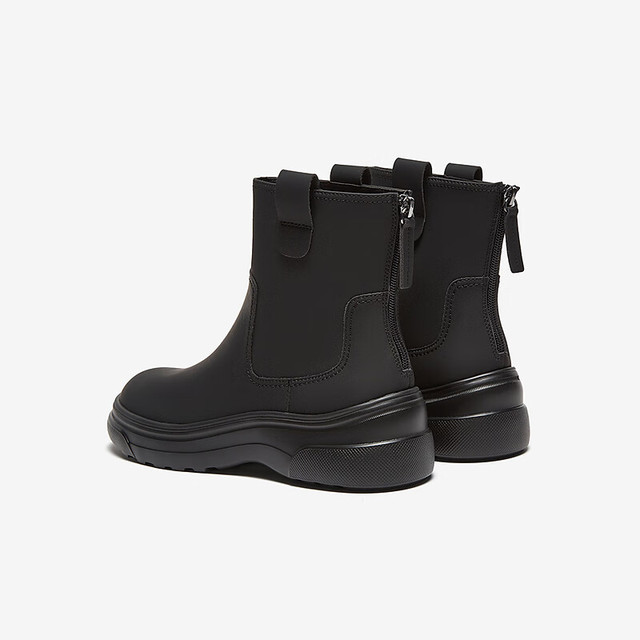 Bata 拔佳 时装靴女2024冬厚底小耳朵短靴AQL44DD4 黑色