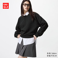 优衣库女装短卫衣/运动衫套头衫25秋冬479602 09 黑色 S /155/80A