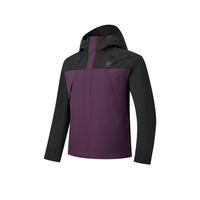 乔丹QIAODAN山神pro三合一冲锋衣男外套秋冬季硬壳羽绒内胆户外登山服 黑色/螺甸紫 【羽绒内胆】 M 鸭绒75g