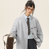 雪中飞卫衣外套女秋季2025设计感V领上衣女生宽松休闲开衫PC 【330G重磅】黑色982F 170/92A