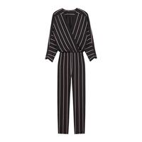 MAJE 秋季时尚靓丽条纹拼接交叉V领连体裤休闲裤通勤显瘦