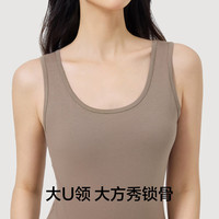 有棵树小背心女士纯棉打底衫内搭夏运动外穿弹力吊带背心春季薄款 【弹力棉】卡其色 L (165)