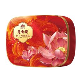 莲香楼 双蛋黄纯白莲蓉豆沙月饼 420g 铁盒