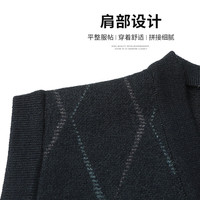 SHANSHAN杉杉毛衣男2025秋冬V领针织背心菱形格纹厚款保暖男士上衣 驼色 S /165