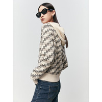 太平鸟女装冬季老花连帽套头衫A1EED4249 棕色纹样 S