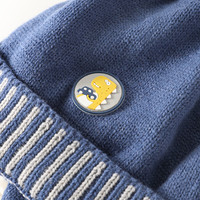 巴厘小猪(BALIPIG)婴儿针织帽秋冬季宝宝加绒保暖护耳帽初生儿可爱毛线帽新生儿帽子 宝蓝 47CM拍前先测量宝宝头围