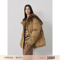 付智恩 街头徽章 重工狐狸毛大翻领羽绒派克服女冬季加厚宽松外套