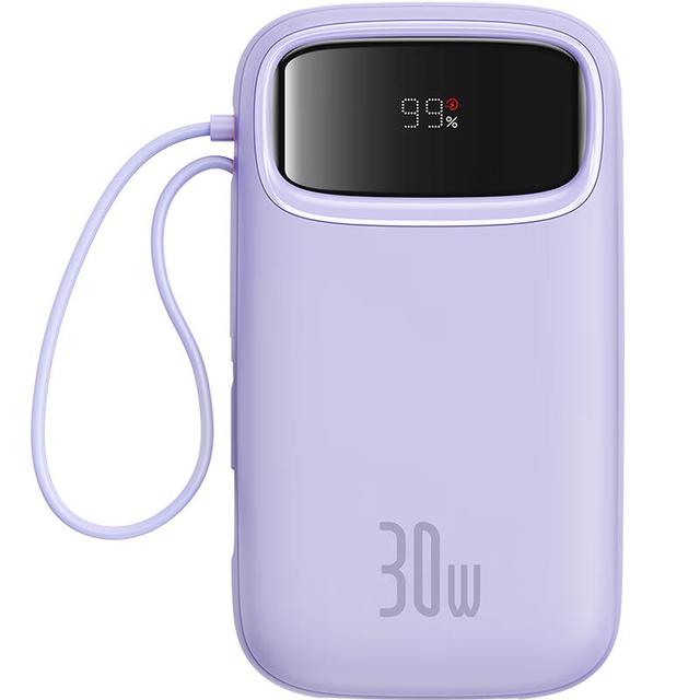 倍思 30W自带线充电宝2万毫安迷你适用于苹果小米华为安卓手机快充移动电源