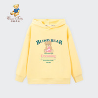 Classic Teddy男童卫衣女童连帽上衣儿童打底衫中大童装春秋季衣服 柠檬黄绿字粉爱心 110