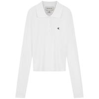 Calvin KleinJeans25秋季新款女士休闲通勤ck刺绣罗纹弹力长袖POLO衫47D288G