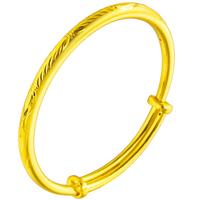 千影珠宝黄金手镯女款9999足金镯子推拉式素金结婚龙凤镯满天星 重约13.61-13.9g(含工费25)