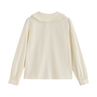 茵曼（INMAN）田园文艺花边翻领衬衫女2025秋季气质通勤百搭舒适长袖衬衣 米杏色 XL