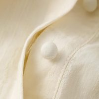 茵曼（INMAN）田园文艺花边翻领衬衫女2025秋季气质通勤百搭舒适长袖衬衣 米杏色 S