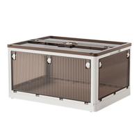 稻草熊收纳箱衣柜衣服被子玩具收纳家用可折叠塑料透明储物箱子整理 【驼杏色特大号-单个装】