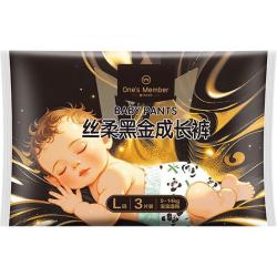 1号会员店 OM 丝柔黑金拉拉裤L3片 大码尿裤尿不湿蚕丝 超薄透气