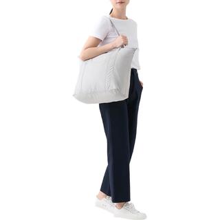 無印良品 MUJI（無印良品 ）再生锦纶 可折叠行李包 旅行包大容量挎包收纳袋手提包 浅灰色/纵型