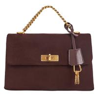 CHARLES & KEITH 仿麂皮 女士手提包 Espresso Brown咖啡棕 中号