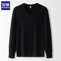 罗蒙（ROMON）纯色v领毛衣男2025秋季宽松针织衫保暖打底衫休闲长袖上衣 白色 4XL