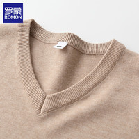 罗蒙（ROMON）男士纯色V领针织衫2025秋季休闲打底衫百搭毛衣男 爱玛红 2XL