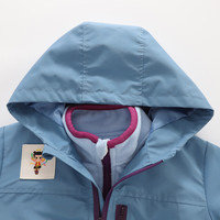 婧麒（JOYNCLEON）宝宝外套儿童冲锋秋冬季儿童加绒防风三合一秋装 黄色外套 80 cm