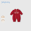JELLYBABY[礼盒装]婴儿连体衣秋季女婴儿喜庆中式爬服新款百天宝宝衣服