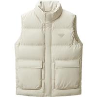 HLA海澜之家羽绒服男保暖鸭绒顺滑立领防风羽绒马甲男 米白格纹07 S 165/84A 114~124斤