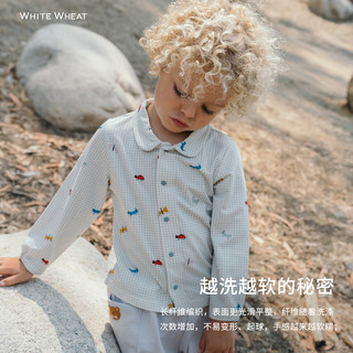 white wheat儿童2025秋季上衣宝宝男女童休闲春秋时髦衬衫外套 蓝色 120