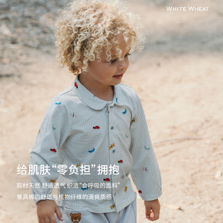 white wheat儿童2025秋季上衣宝宝男女童休闲春秋时髦衬衫外套 蓝色 120
