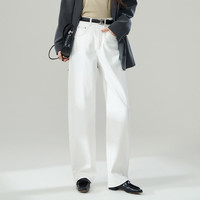 ESE-Y逸阳2025秋季直筒裤牛仔裤女遮肉显瘦省心弯刀裤 白色 32