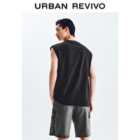 UR2025夏季男装时尚休闲百搭撞色印花圆领背心UMY450054 黑色 S