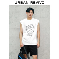 UR2025夏季男装时尚休闲百搭撞色印花圆领背心UMY450054 本白 L