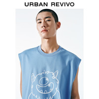 UR2025夏季男装时尚休闲百搭撞色印花圆领背心UMY450054 浅紫蓝 M