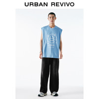 UR2025夏季男装时尚休闲百搭撞色印花圆领背心UMY450054 浅紫蓝 L