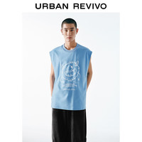 UR2025夏季男装时尚休闲百搭撞色印花圆领背心UMY450054 浅紫蓝 S