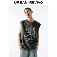 UR2025夏季男装时尚休闲百搭撞色印花圆领背心UMY450054 中灰 XS