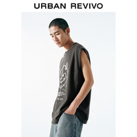 UR2025夏季男装时尚休闲百搭撞色印花圆领背心UMY450054 中灰 M