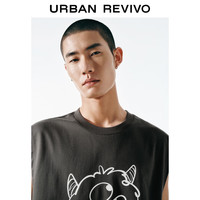 UR2025夏季男装时尚休闲百搭撞色印花圆领背心UMY450054 中灰 S