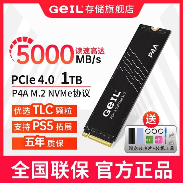 硬盘涨价潮：金邦 GeIL P4A 1TB M.2固态硬盘4.0 PCI-e NVME 协议接口SSD