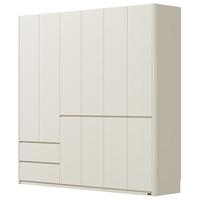 全友家居现代简约风家具四门成品大衣柜卧室家用衣柜衣橱收纳储物柜 米白|三门衣柜 圆弧边+分段储物+2.4m加高设计