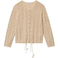ERDOS【匹马棉】25早秋立体镂空针织抽绳浪漫唯美女针织衫 浅驼 L 170/88A