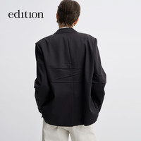 edition西装外套女2025秋季立体手工压褶羊毛精纺女绅士西服 炭黑色 XS